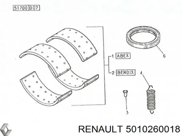 Juego de reparación de frenos traseros 5010260018 Renault (RVI)