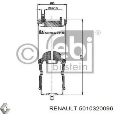 Cojín neumático de cabina RENAULT 5010320096