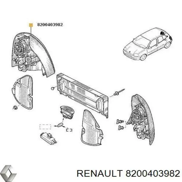 Piloto trasero derecho 8200403982 Renault (RVI)