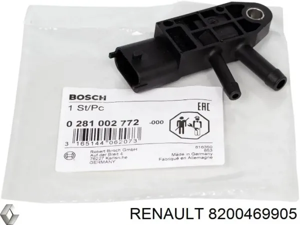 Sensor de presion gases de escape 8200469905 Renault (RVI)