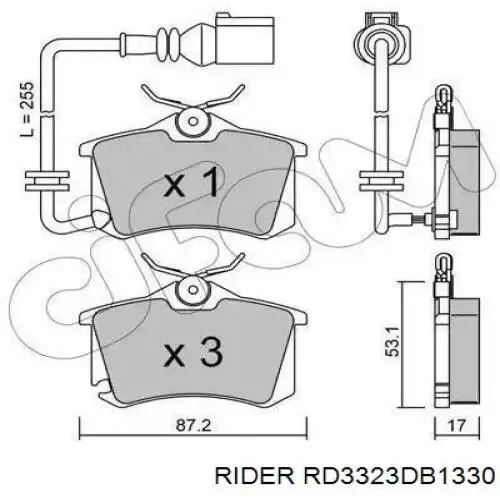 Pastillas de freno traseras RD3323DB1330 Rider
