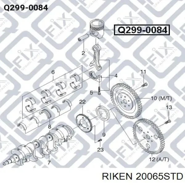 Juego de anillos de pistón, motor, STD 20065STD Riken
