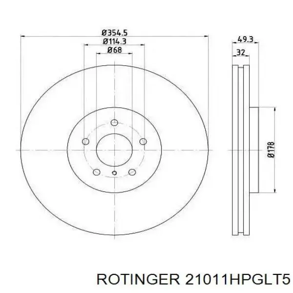 Disco de freno 21011HPGLT5 Rotinger