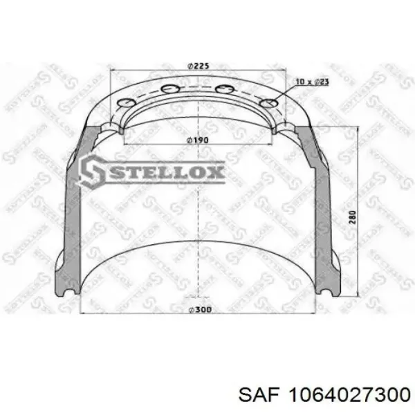 Tambor de freno trasero 1064027300 SAF