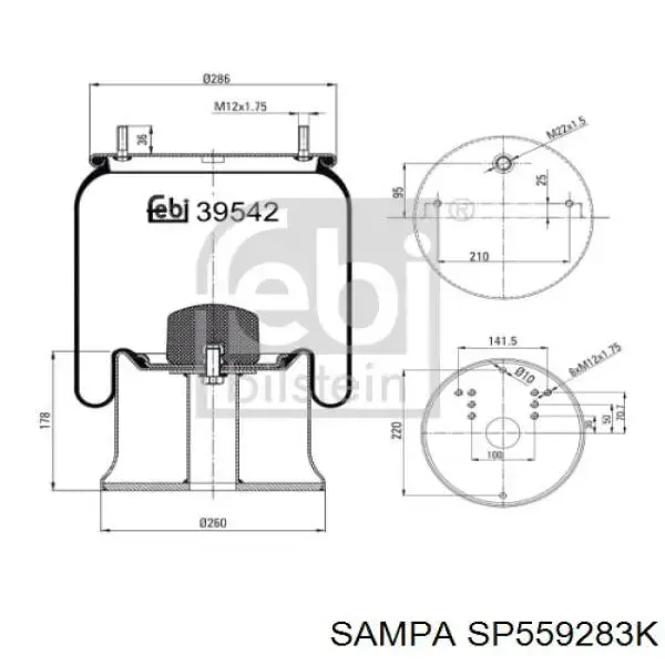 Bolsa neumática del eje SP559283K Sampa Otomotiv‏