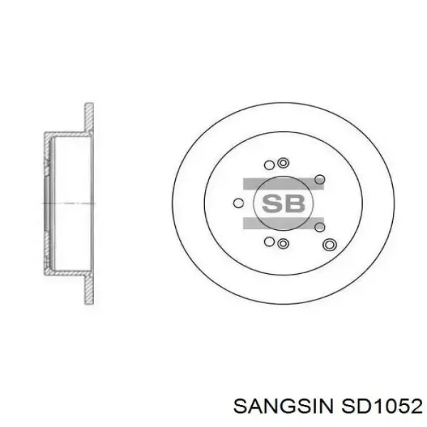 Disco de freno trasero SD1052 Sangsin
