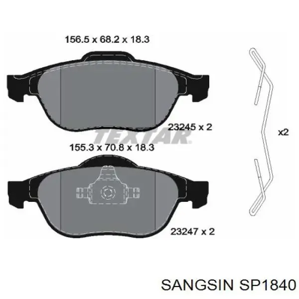 Pastillas de freno SP1840 Sangsin