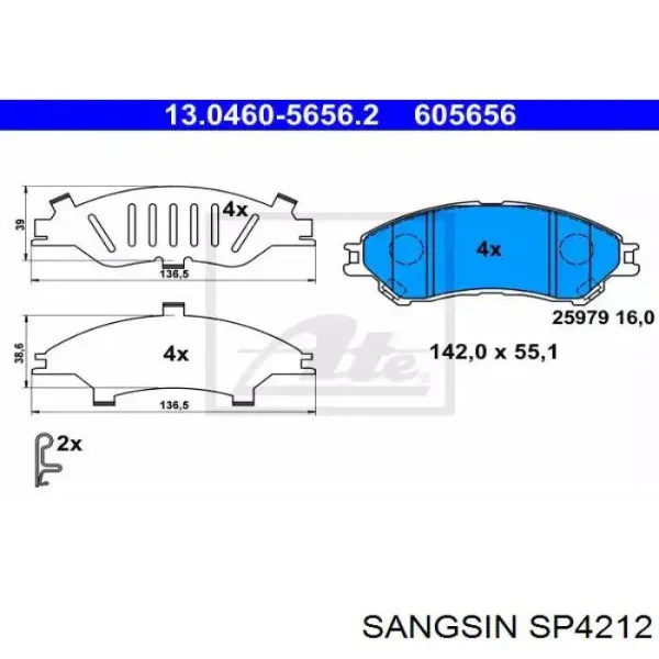 Pastillas de freno SP4212 Sangsin