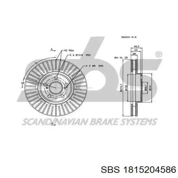 Freno de disco delantero Toyota Celica T16