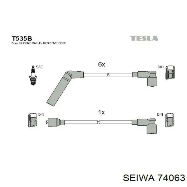 Cables de bujías 74063 Seiwa