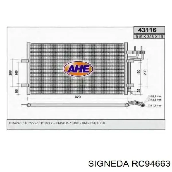 Condensador aire acondicionado C12143 Sato Tech