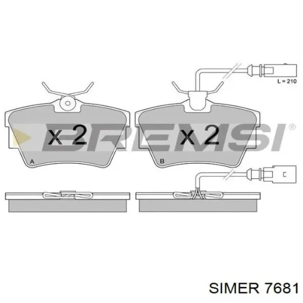 Pastillas de freno traseras 7681 Simer