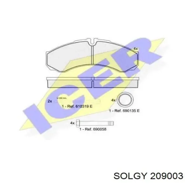 Pastillas de freno 209003 Solgy