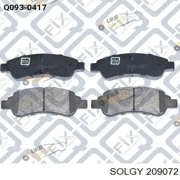 Pastillas de freno 209072 Solgy