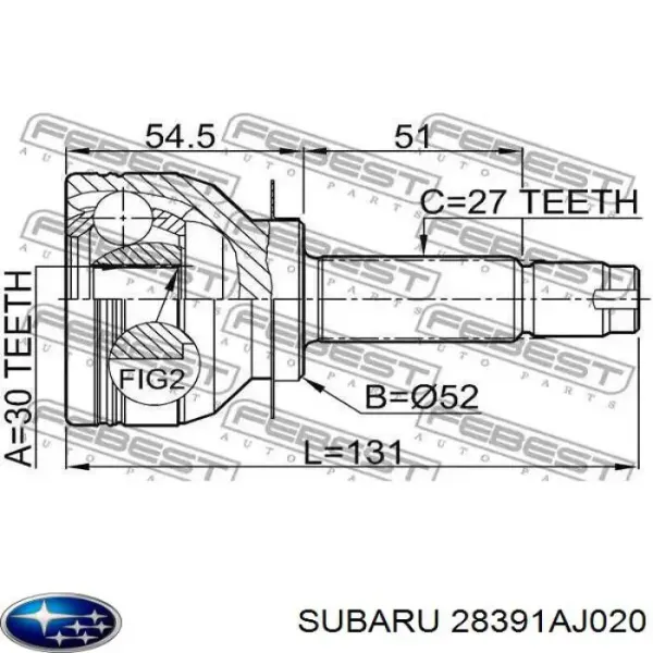 Junta homocinetica 28391AJ020 Subaru