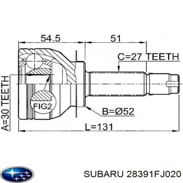 Semieje delantero 28391FJ020 Subaru