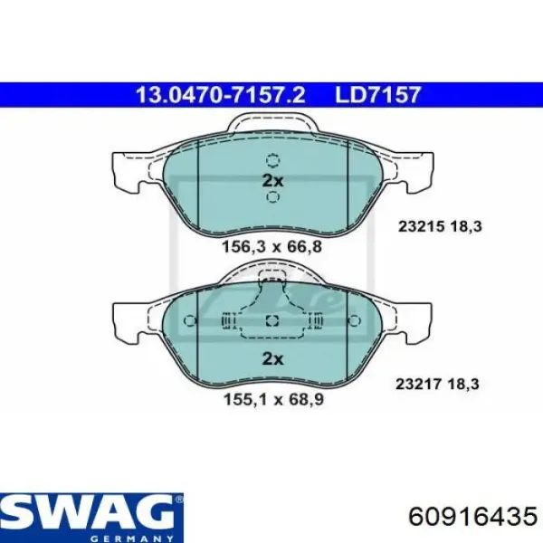 Pastillas de freno delanteras Renault Laguna 2 BG0, BG1