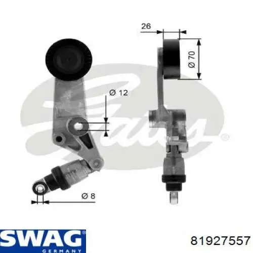 Tensor de correa, correa poli V Toyota Corolla E12