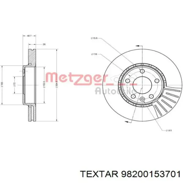 Disco de freno trasero Renault Trafic 2 FL