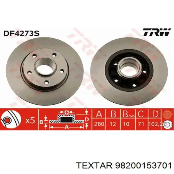 Disco de freno trasero Renault Trafic 2 FL