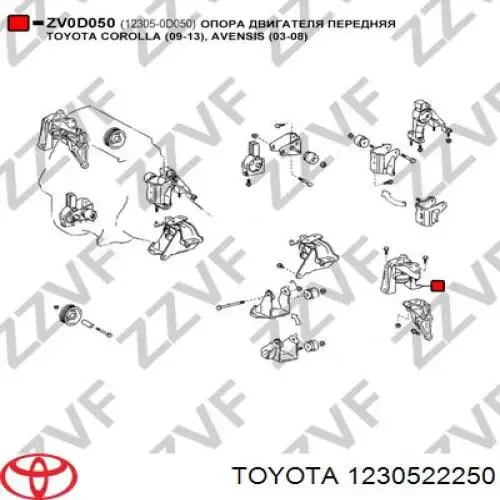 Soporte de motor derecho 1230522250 Toyota