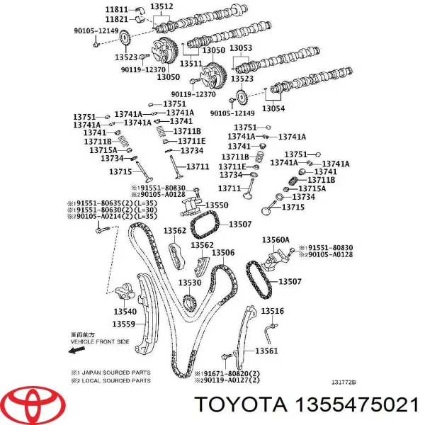 Guía de cadena de distribución Toyota Land Cruiser PRADO
