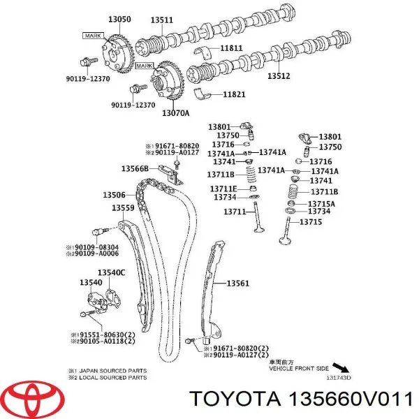 Carril de deslizamiento, cadena de distribución superior Toyota RAV4 IV