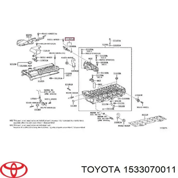 Válvula de control del árbol de levas 1533070011 Toyota