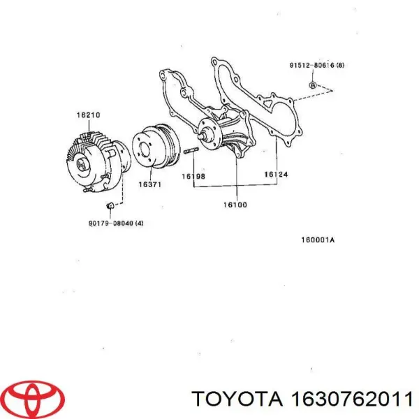 Embrague viscoso de ventilador 1630762011 Toyota