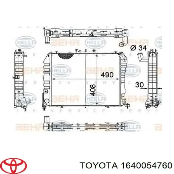 Radiador 1640054760 Toyota