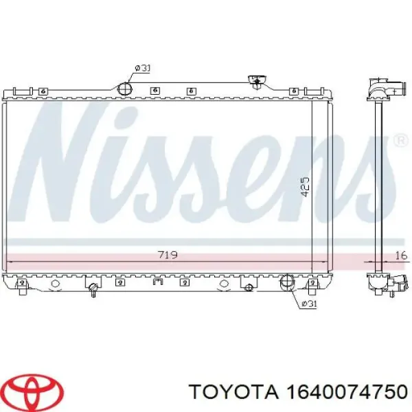Radiador 1640074750 Toyota