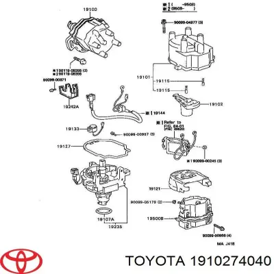 Rotor del distribuidor de encendido TOYOTA 1910274040