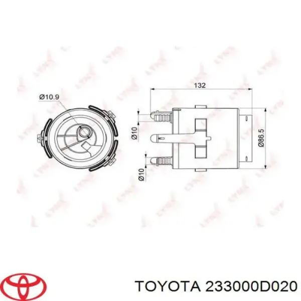 Filtro de combustible 233000D020 Toyota