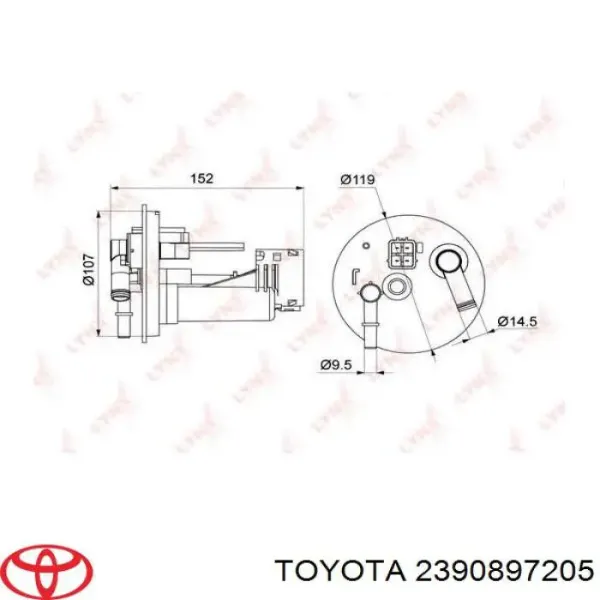 Filtro de combustible 2390897205 Toyota