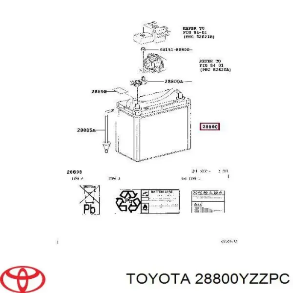 Batería 28800YZZPC Toyota