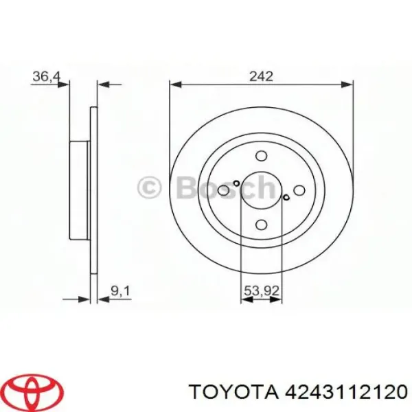 Disco de freno trasero Toyota Corolla E9