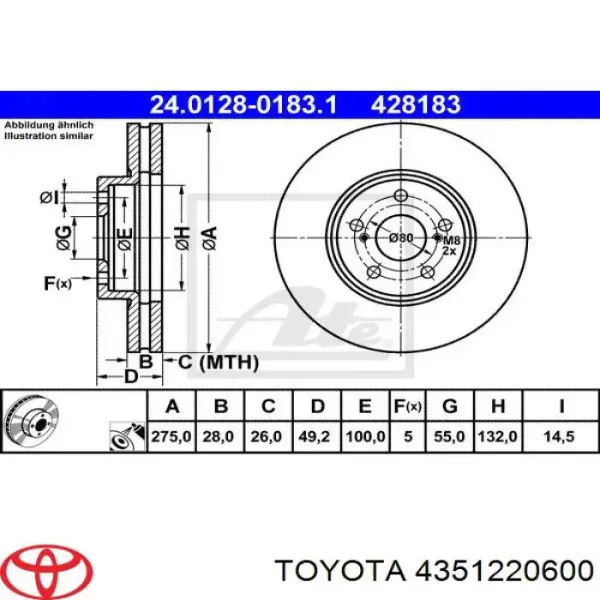 Freno de disco delantero Toyota Celica T16