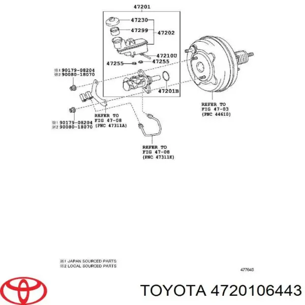 Cilindro maestro de frenos Toyota Camry VII
