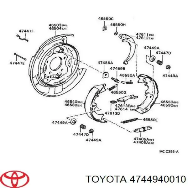 Kit reparación, palanca freno detención (pinza freno) para Toyota RAV4 II XA2