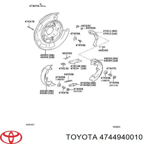 Kit reparación, palanca freno detención (pinza freno) Toyota RAV4 II SUV (XA2) (2000 - 2005) precio, desde