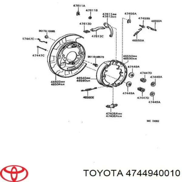 Kit reparación, palanca freno detención (pinza freno) Toyota RAV4 2 XA2