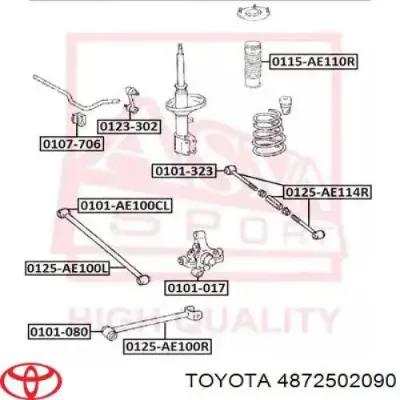 Silentblock de brazo transversal de suspensión trasera TOYOTA 4872502090