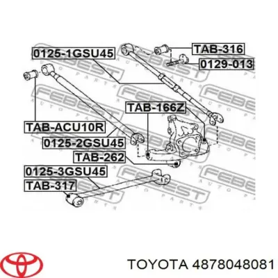 Barra longitudinal de suspensión trasera TOYOTA 4878048081
