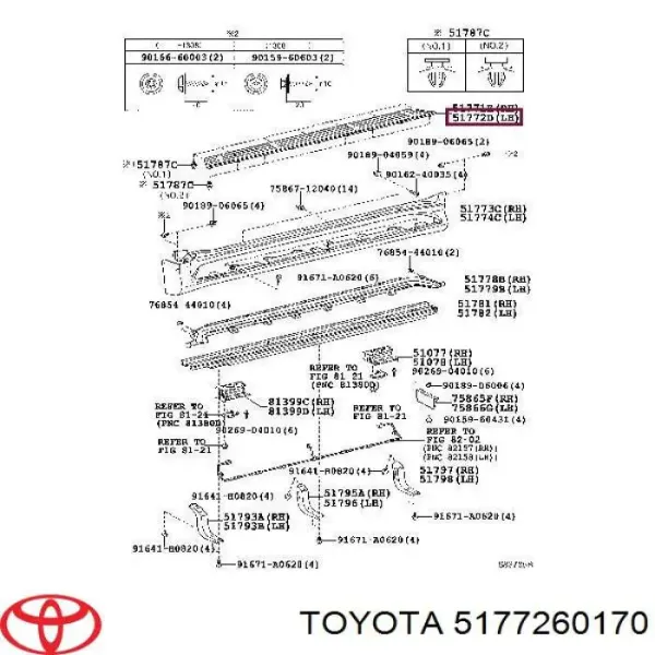Cubierta de estribo 5177260170 Toyota