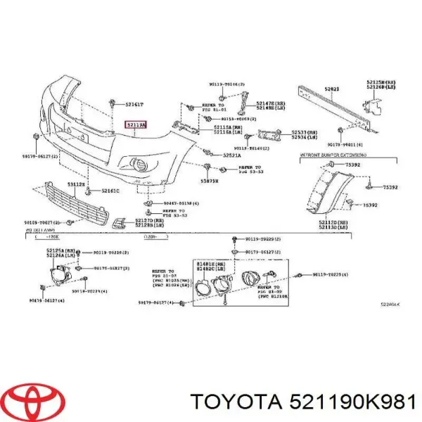 Paragolpes 521190K981 Toyota