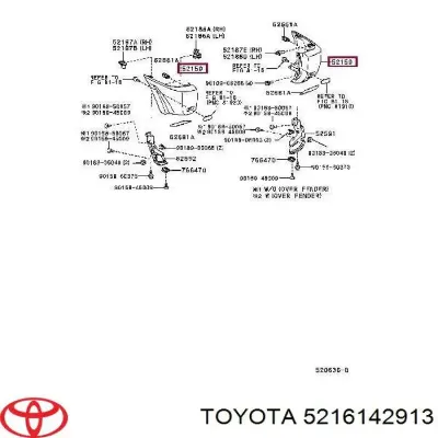 Listón embellecedor/protector, parachoques trasero derecho TOYOTA 5216142913
