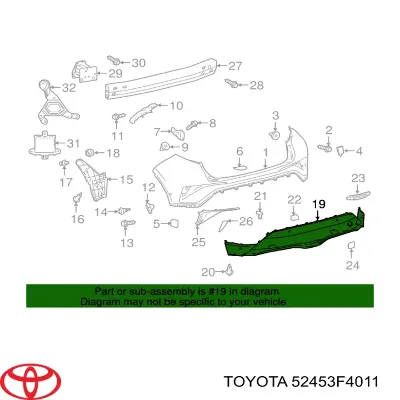 Alerón parachoques trasero TOYOTA 52453F4011