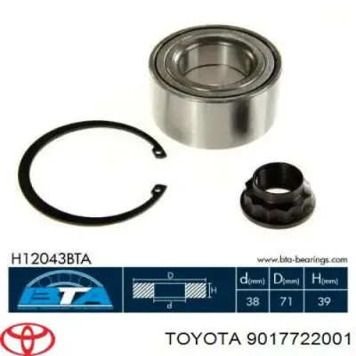 Tuerca, cubo de rueda delantero TOYOTA 9017722001