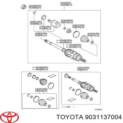 Anillo retén de semieje, eje trasero TOYOTA 9031137004