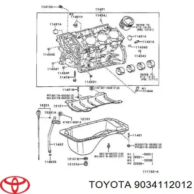Tapón roscado, colector de aceite TOYOTA 9034112012